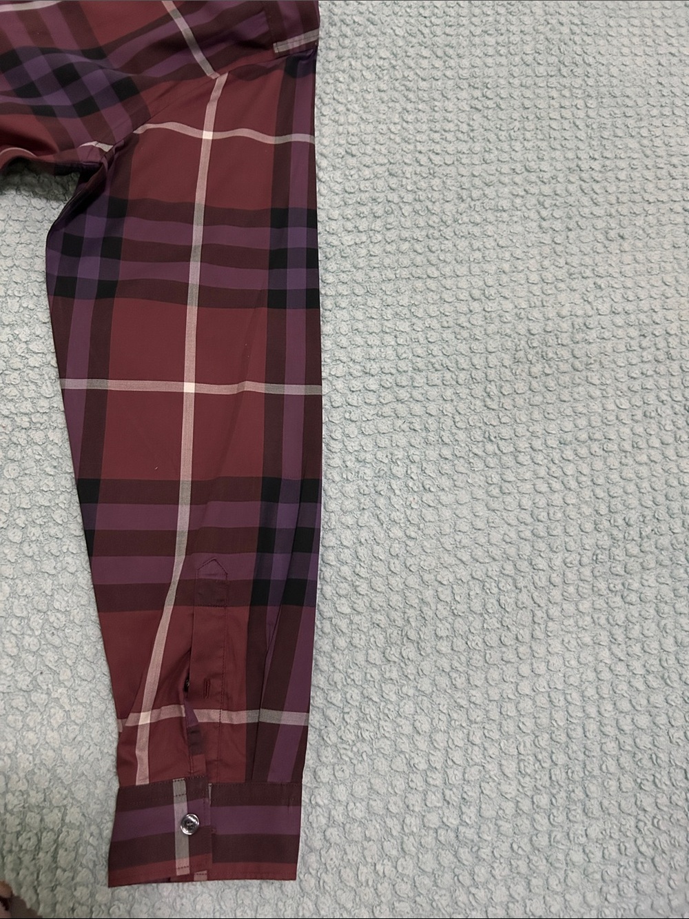Burberry Burgundy and Black Plaid Button-Down Shirt - Picture 10 of 12